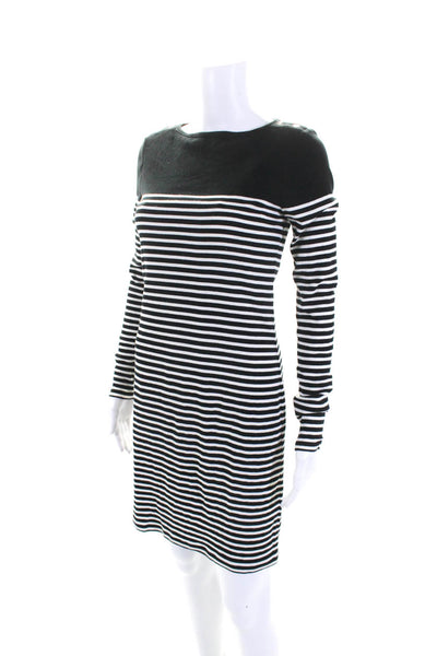 Lauren Ralph Lauren Womens Black Striped Crew Neck Long Sleeve Shift Dress SizeS