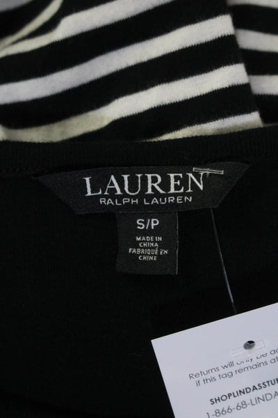 Lauren Ralph Lauren Womens Black Striped Crew Neck Long Sleeve Shift Dress SizeS