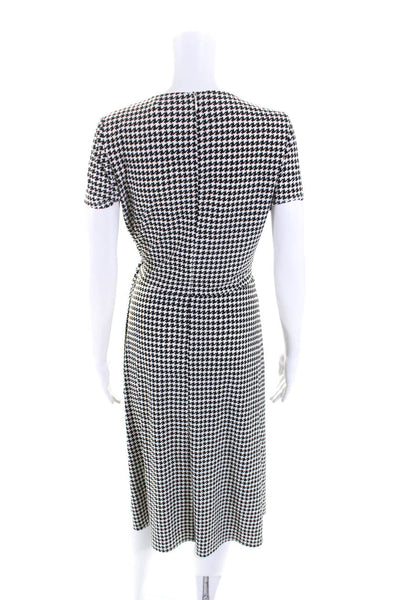 Lauren Ralph Lauren Womens White Houndstooth Short Sleeve Shift Dress Size 2