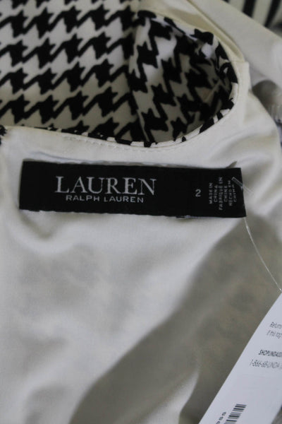 Lauren Ralph Lauren Womens White Houndstooth Short Sleeve Shift Dress Size 2