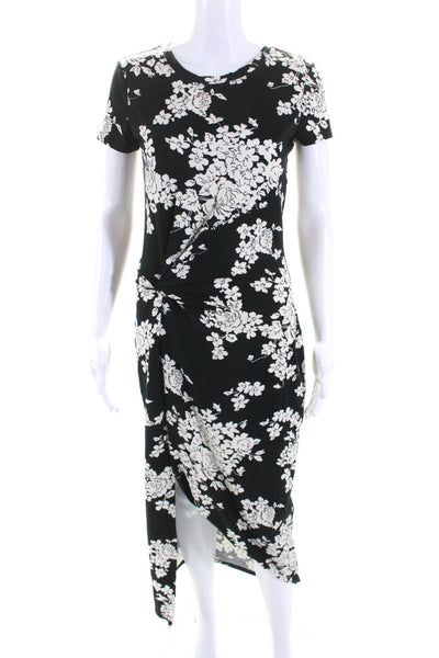 Lauren Ralph Lauren Womens Black Floral Crew Neck Short Sleeve Shift Dress SizeS