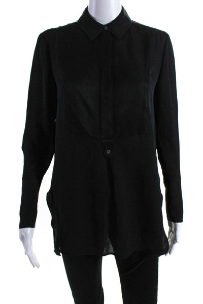 Vince Womens Long Sleeves Button Down Blouse Black Size Extra Extra Small