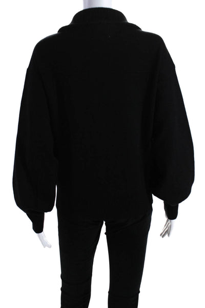 Weekend Womens Full Zipper Turtleneck Sweater Black Wool Blend Size Small