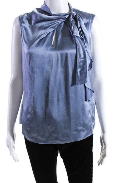 Tailored Rebecca Taylor Womens Sleeveless Keyhole Boxy Silk Top Blue Size 6