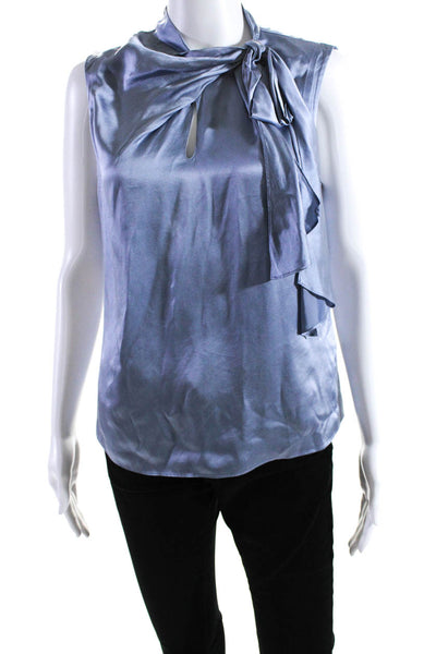 Tailored Rebecca Taylor Womens Sleeveless Keyhole Boxy Silk Top Blue Size 6