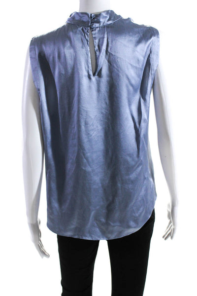 Tailored Rebecca Taylor Womens Sleeveless Keyhole Boxy Silk Top Blue Size 6