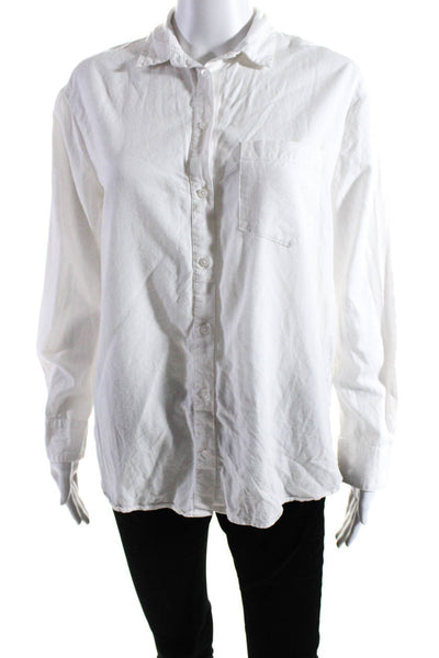 Madewell Womens Button Front Collared Pocket Shirt White Cotton Size Small