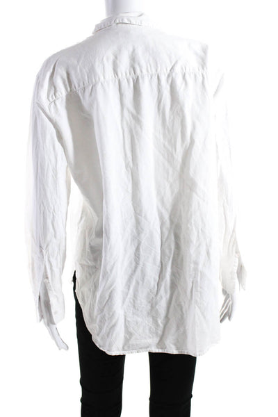 Madewell Womens Button Front Collared Pocket Shirt White Cotton Size Small