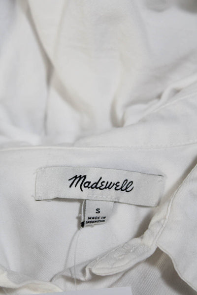 Madewell Womens Button Front Collared Pocket Shirt White Cotton Size Small