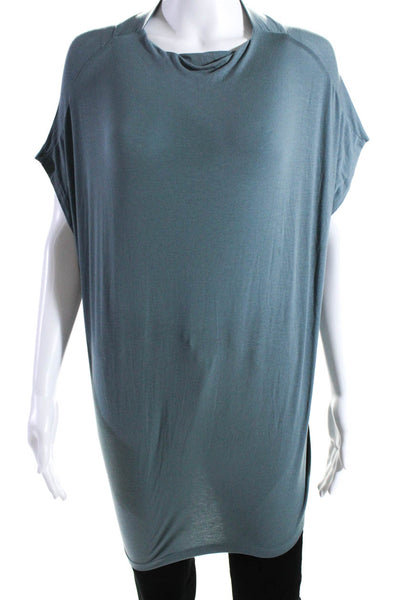 Eileen Fisher Womens Dolman Sleeve Mock Neck Top Tee Shirt Blue Size Small