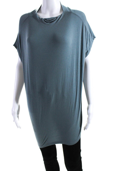 Eileen Fisher Womens Dolman Sleeve Mock Neck Top Tee Shirt Blue Size Small