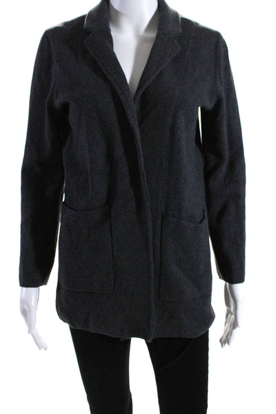 J Crew Womens Open Front Knit Notched Collar Cardigan Jacket Gray Size Small