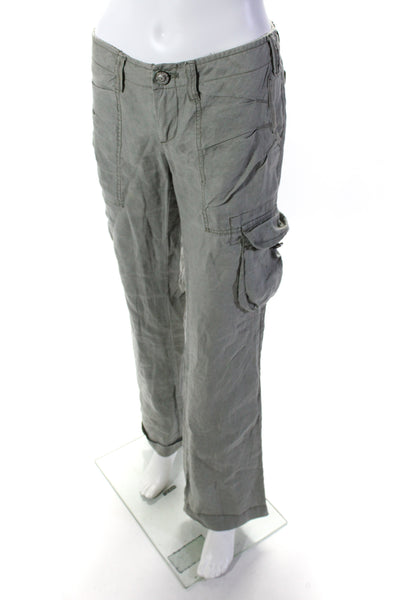 Twisted Heart Womens Mid Rise Cuffed Wide Leg Cargo Pants Green Size 34