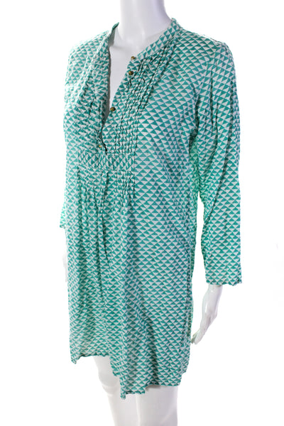 Roberta Roller Rabbit Womens Geometric Popover Shift Dress Turquoise Size Small