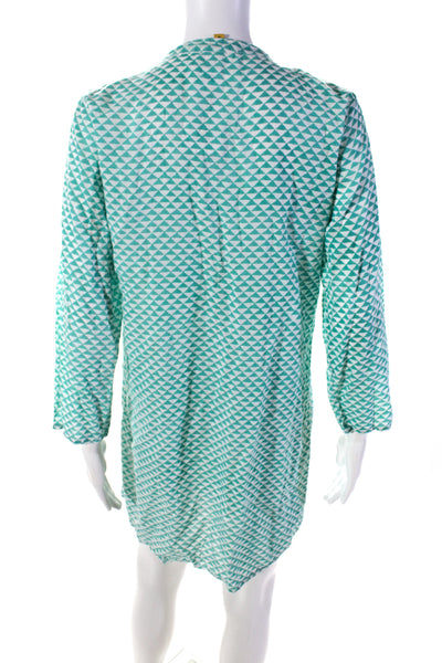 Roberta Roller Rabbit Womens Geometric Popover Shift Dress Turquoise Size Small