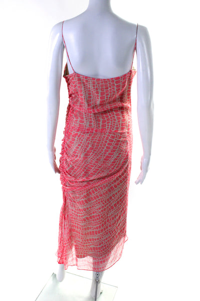 Laundry by Shelli Segal Womens Silk Spaghetti Strap Maxi Dress Pink White Size 1