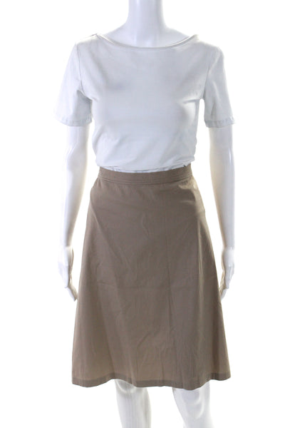 Jil Sander Womens Cotton 2 Piece Cutout Blouse Skirt Set Beige Size 42