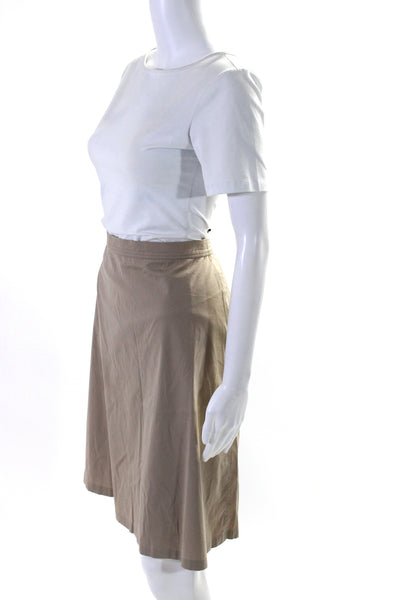 Jil Sander Womens Cotton 2 Piece Cutout Blouse Skirt Set Beige Size 42