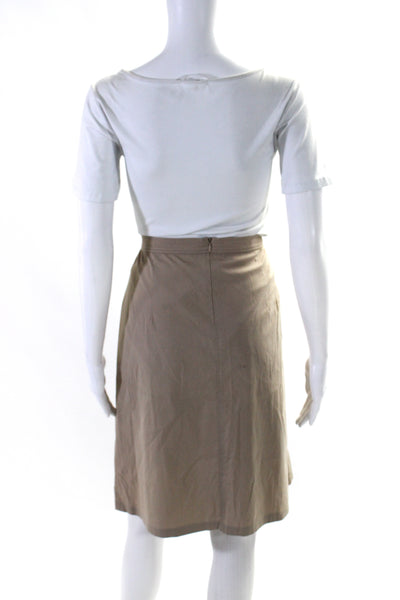 Jil Sander Womens Cotton 2 Piece Cutout Blouse Skirt Set Beige Size 42