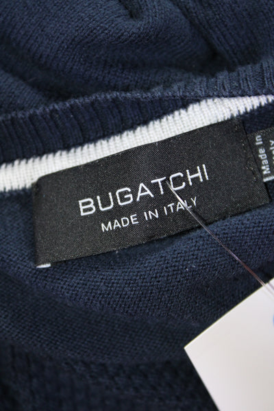 Bugatchi Mens Textured Knit Crew Neck Pullover Sweater Navy Blue Size Large