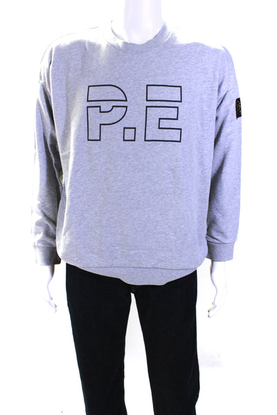 PE Nation Mens Cotton Graphic Pullover Crewneck Sweatshirt Gray Size M