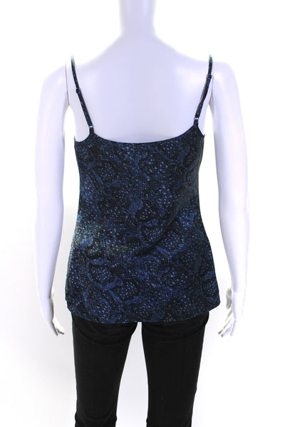 Allsaints Womens Snakeskin Print Cowl Neck Camisole Blouse Blue Size 2