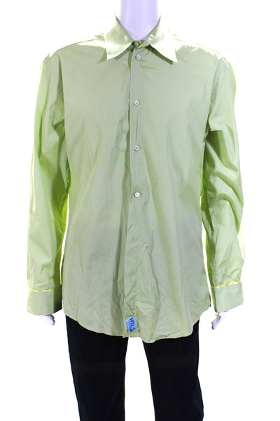 Versace Green Mens Button Front Collared Long Sleeve Shirt Green Size IT 54