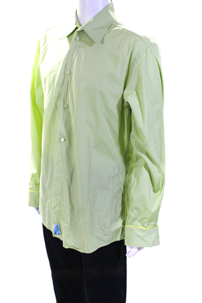 Versace Green Mens Button Front Collared Long Sleeve Shirt Green Size IT 54