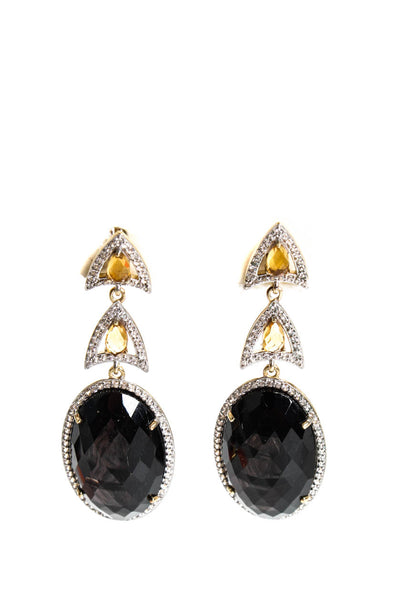 Rarities Womens Sterling Silver Gold Plated Smoky Quartz Citrine Spinel Earrings