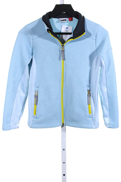 Spyder Girls Full Zip Cowl Neck Long Sleeve Fleece Jacket Blue Size Medium