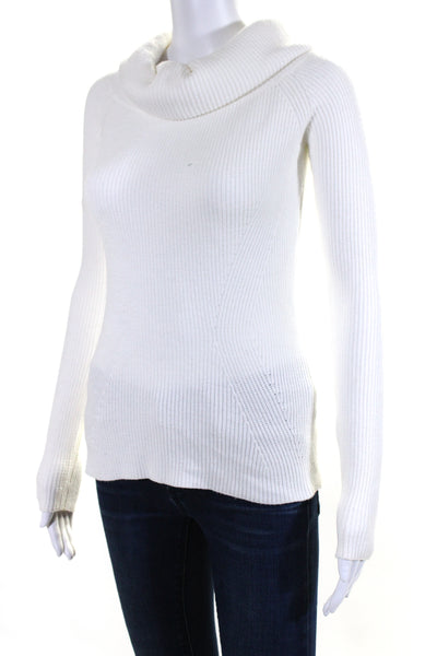 Do + Be Womens Rib Textured Long Sleeve Turtleneck Pullover Sweater White Size S
