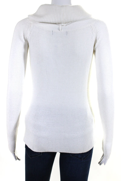 Do + Be Womens Rib Textured Long Sleeve Turtleneck Pullover Sweater White Size S