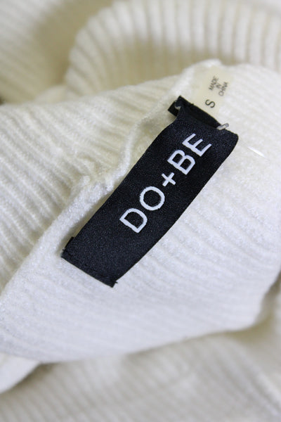 Do + Be Womens Rib Textured Long Sleeve Turtleneck Pullover Sweater White Size S