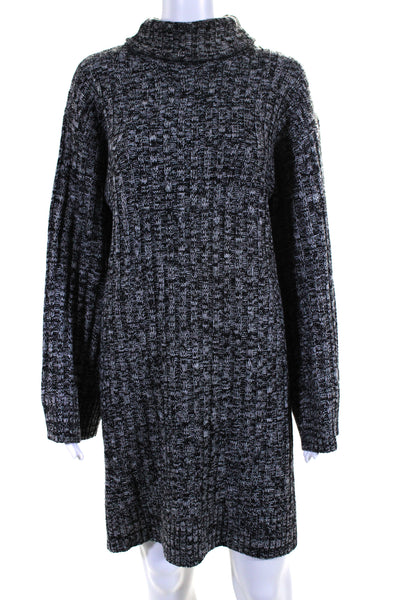 Yakira Bella Womens Spotted Ribbed Textured Knitted Sweater Dress Black Size S