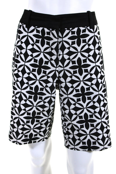 Trina Turk Women's Hook Closure Abstract Print Bermuda Shorts Black Size 10