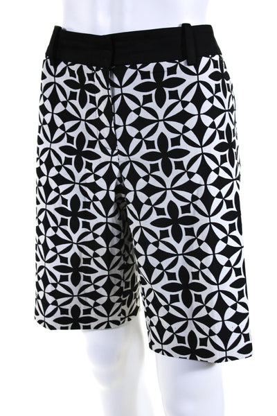 Trina Turk Women's Hook Closure Abstract Print Bermuda Shorts Black Size 10