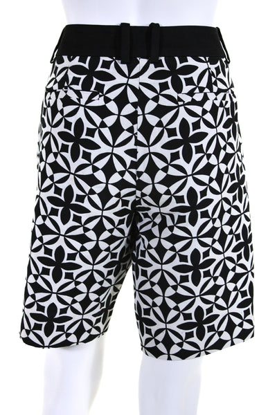 Trina Turk Women's Hook Closure Abstract Print Bermuda Shorts Black Size 10