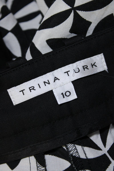 Trina Turk Women's Hook Closure Abstract Print Bermuda Shorts Black Size 10