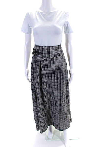 Ava & Lu Womens Side Zip Check Print Maxi Skirt Black White Size Small