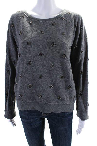 J Crew Womens Crew Neck Long Sleeve Thick Knit Sweater Gray Size Large