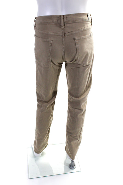 7 For All Mankind Mens Tapered Leg Front Zip Chino Pants Beige Size 34