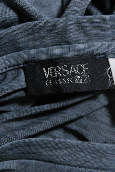 Versace Classic V2 Mens Short Sleeve V Neck Knit Tee Shirt Gray Size Medium