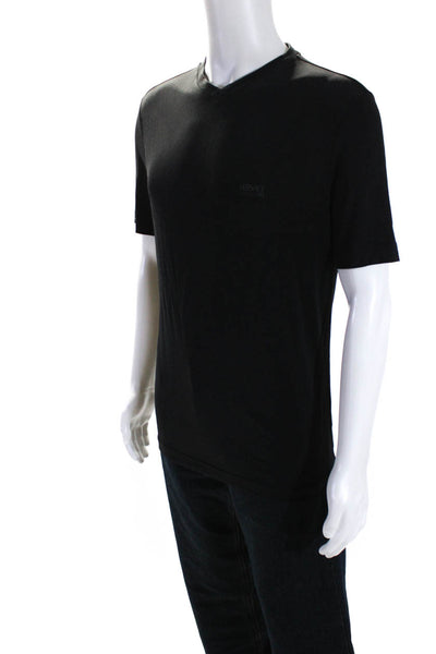 Versace Classic V2 Mens Short Sleeve V Neck Logo Knit Tee Shirt Black Medium