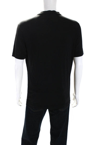 Versace Classic V2 Mens Short Sleeve V Neck Logo Knit Tee Shirt Black Medium