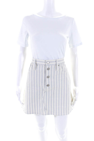 Madewell Women's Button Fly Five Pockets Unlined Mini Striped Skirt Size 31