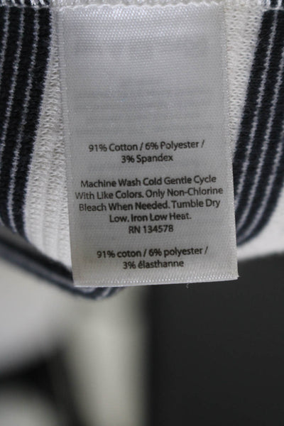 Vineyard Vines Womens Back Zip 3/4 Sleeve Striped Knit Dress White Black Medium