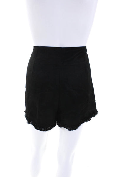 Sandro Womens Zipper Fly Mid Rise Fringe Short Shorts Black Size FR 38