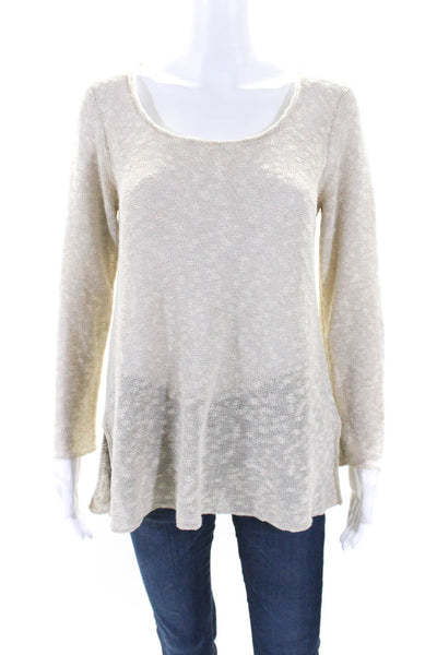 Eileen Fisher Women's Round Neck Long Sleeves Pullover Sweater Beige Size S