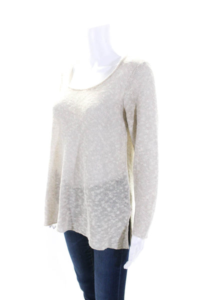 Eileen Fisher Women's Round Neck Long Sleeves Pullover Sweater Beige Size S