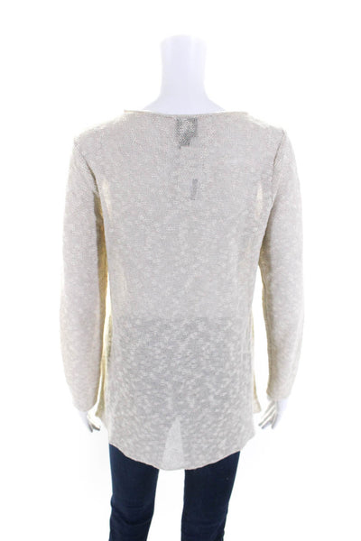 Eileen Fisher Women's Round Neck Long Sleeves Pullover Sweater Beige Size S